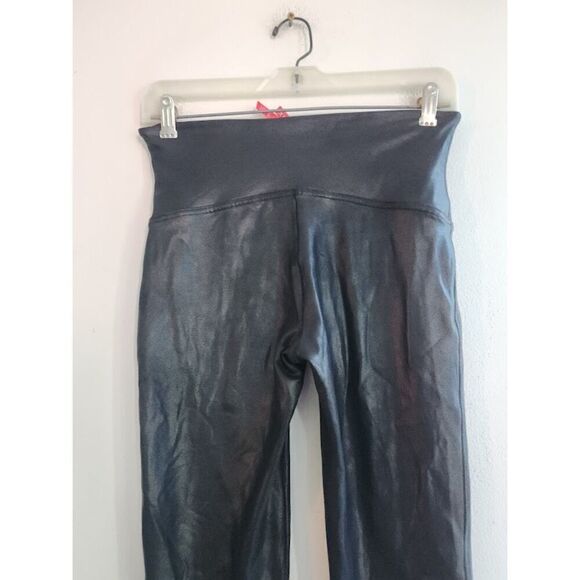 Spanx Women Black Faux Leather Pull On Shapewear Legging Pants size Large - Picture 4 of 9